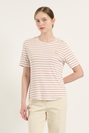 [25FA] 라운드넥 스트라이프 티셔츠 - PINK B5C7X40322