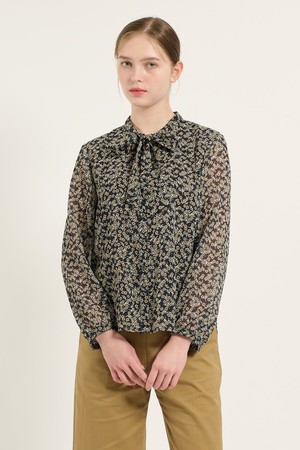 [25FA] 프린트 타이 블라우스 - M YELLOW B5C7B40932