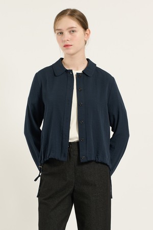 [25FA] 밑단 스트링 블라우스 - NAVY B5C7B41855