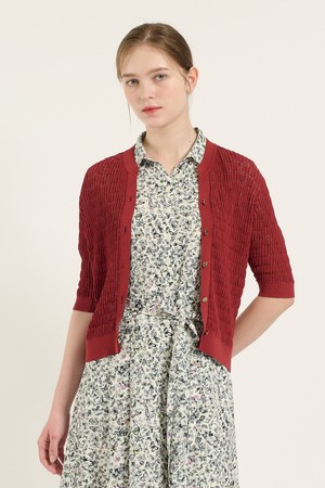 [25FA] 골지 버튼업 가디건 - DARK RED B5C7K20325