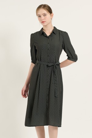 [25FA] 셔츠형 플레어 벨티드 원피스  - KHAKI B5C7O67145