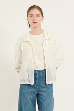 [25FA] 드로우스트링 집업 점퍼 - WHITE B5C7R17010