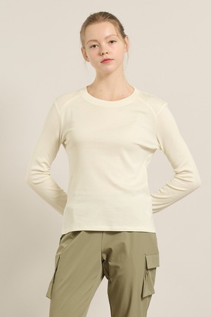 [25FA] 라운드 넥 긴팔 져지 - IVORY A5F8X42113