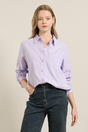 [25FA] 컬러 스트라이프 블라우스 - LIGHT VIOLET A5F7B47761