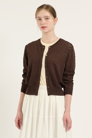 [25FA] 아가일 크로셰 가디건 - DARK BROWN B5C7K20175