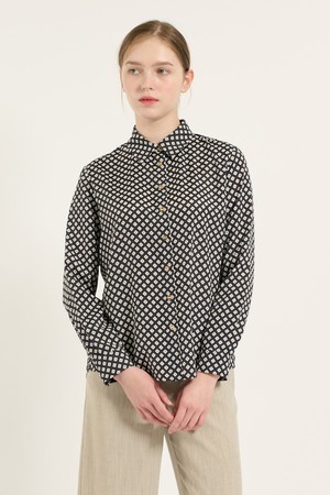 [25FA] 폴리프린트 골드단추 셔츠 - NAVY B5C7B41555