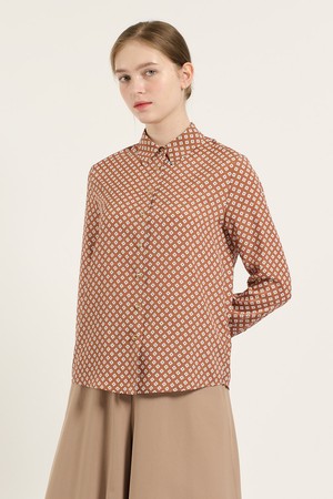 [25FA] 폴리프린트 골드단추 셔츠 - DARK ORANGE B5C7B41535