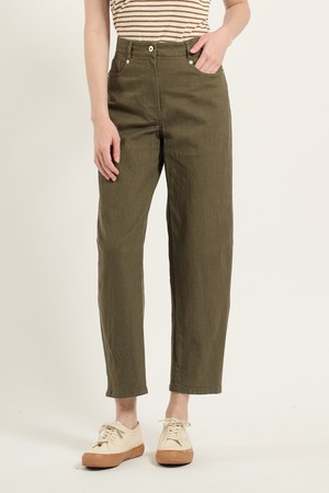 [25FA] 배기핏 면스판 팬츠 - DARK KHAKI B5C8P32183