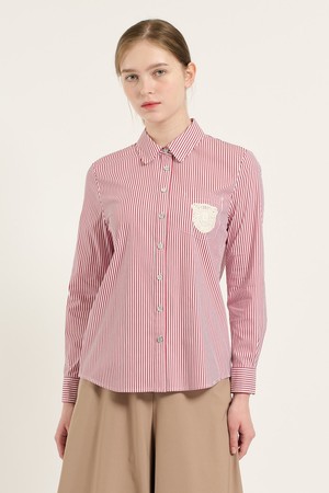 [25FA] 스트라이프 아플리케 자수 셔츠 - RED B5C7B41324