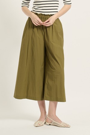 [25FA] 밴드 셔링 와이드 팬츠 - OLIVE B5C7P37144