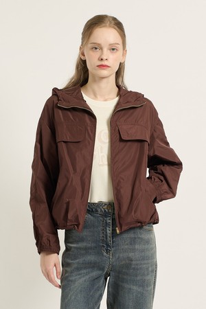 [25FA] 홑겹 후디 집업 점퍼  - BURGUNDY B5C8R16565