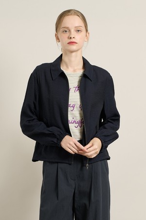 [25FA] 셔링 포인트 블라우스 - DARK NAVY A5F7B40856