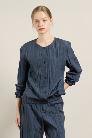 [25FA] 링클 라운드넥블라우스 - PEACOCK BLUE A5F7B41158