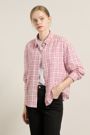 [25FA] 컬러 체크 블라우스  - PINK A5F8B42522