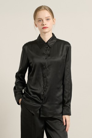 [25FA] 새틴 베이직블라우스 - BLACK A5F8B42699