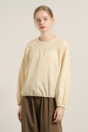 [25FA] 라운드넥 루즈핏 블라우스 - LIGHT BEIGE A5F8B42771