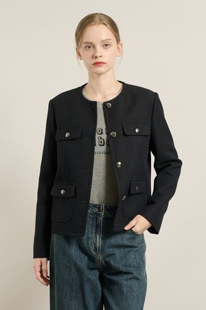 [25FA] 앵글 트위드 자켓 - DARK NAVY A5F8J12756