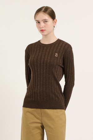 [25FA] 글리터 립변형 라운드넥 풀오버 - DARK BROWN B5C8K42175