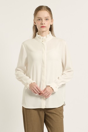 [25FA] 프릴 셔링 블라우스 - IVORY B5C8B42713
