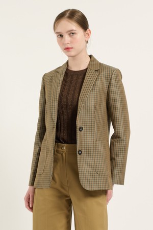 [25FA] 투버튼 싱글 테일러드 체크 자켓  - M BEIGE B5C8J12172