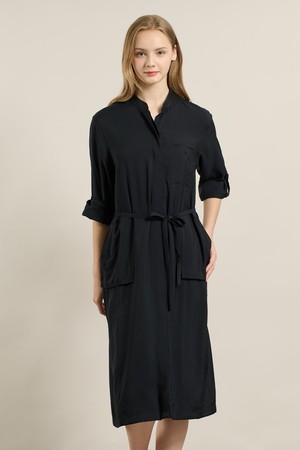 [25FA] 벨티드 밴드넥 원피스 - DARK NAVY A5F8O62656