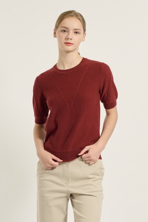 [25FA] 케이블 라인 라운드넥 반팔 풀오버 - BRICK B5C8K31127