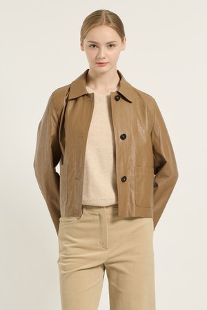 [25WT] 스탠카라 숏기장 포우레더자켓 - DARK BEIGE B5D9F82073