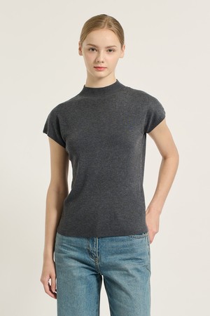 [25WT] 캡 슬리브 하프넥 니트 풀오버 - DARK GRAY B5D9K47717