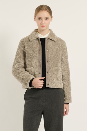 [25WT] 스탠카라 크롭 뽀글 페이크 퍼 무스탕 - LIGHT M GRAY B5D9F82196