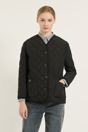 [25WT] 브이넥 바인딩 퀼팅 - BLACK B5D9I87699