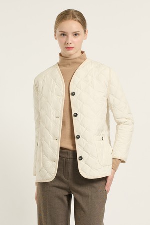 [25WT] 브이넥 바인딩 퀼팅 - IVORY B5D9I87613