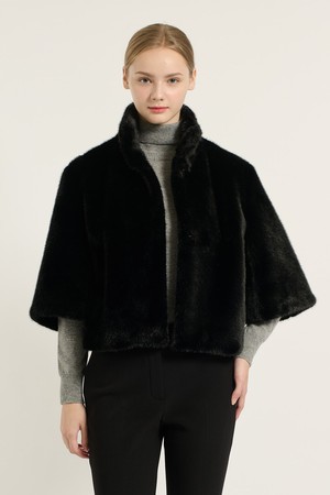 [25WT] 하이넥 페이크 퍼 자켓 - BLACK B5D9I97299