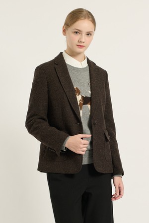 [25WT] 테일러드 원버튼 헤링본 자켓  - DARK BROWN B5D9J10375