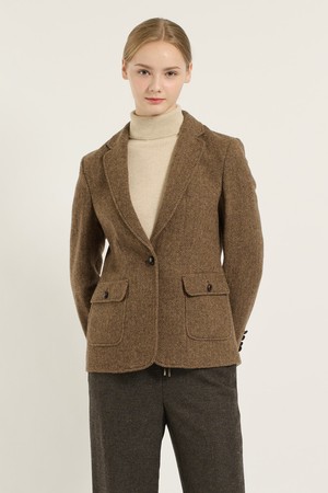 [25WT] 테일러드 원버튼 헤링본 자켓  - M BEIGE B5D9J10372