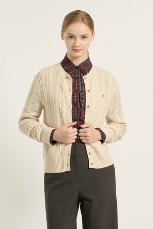 [25WT] 케이블 라운드넥 가디건 - LIGHT BEIGE B5D9K20171