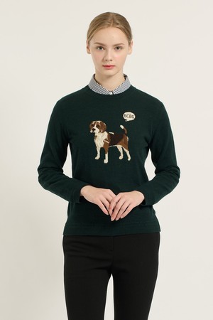 [25WT] 비글 자카드 풀오버 - DARK GREEN B5D9K40343