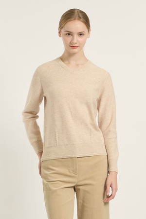 [25WT] 울 스팽글 브이넥 풀오버 - M BEIGE B5D9K41172