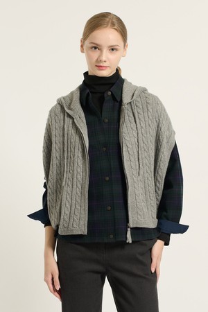 [25WT] 케이블 후드판쵸 - MULTI M GRAY B5D9K50697