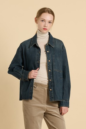 [25WT] 포켓 포인트 데님 블라우스 - DARK BLUE B5W9B47054