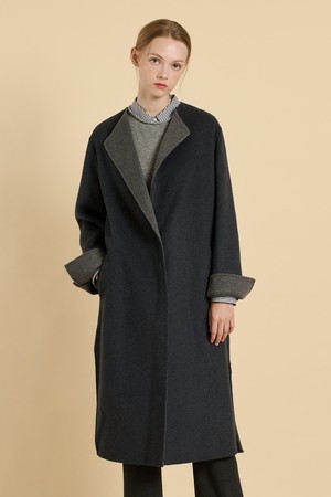 [25WT] 라운드넥 핸드메이드 코트 - CHARCOAL GRAY B5W9G87098