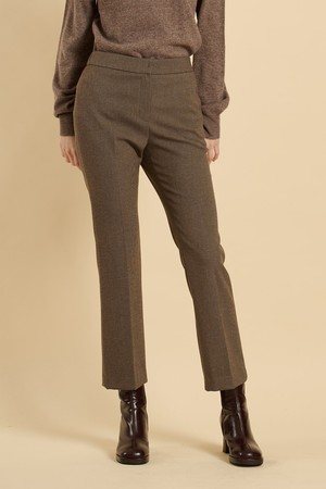 [25WT] 스몰체크 백밴딩 레직기 팬츠 - BROWN B5W9P37174