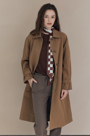 [25FA] A라인 벨티드 싱글 트랜치코트 - DARK BEIGE A5F8N71073