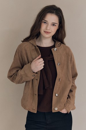 [25FA] 스웨이드 후드점퍼 - DARK BEIGE A5F8R10873