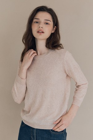 [25FA] 플로럴 자카드 풀오버 - LIGHT BEIGE A5F8K31071