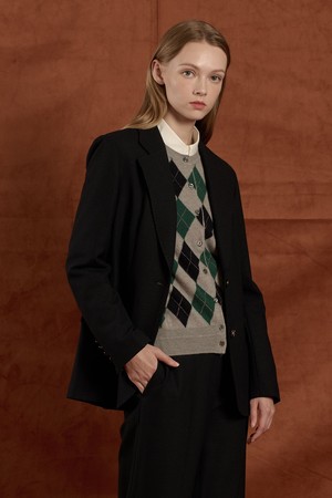 [25WT] 울 블랜드 싱글 솔리드 자켓 - DARK NAVY B5W9J10556