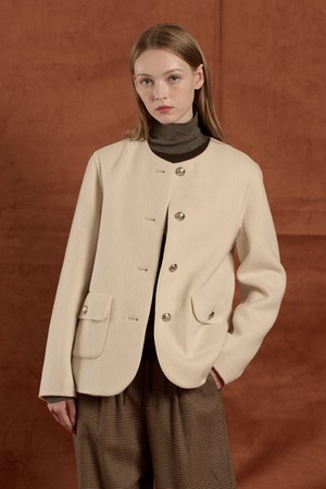 [25WT] 라운드넥 핸드메이드 자켓 - IVORY B5W9J10913