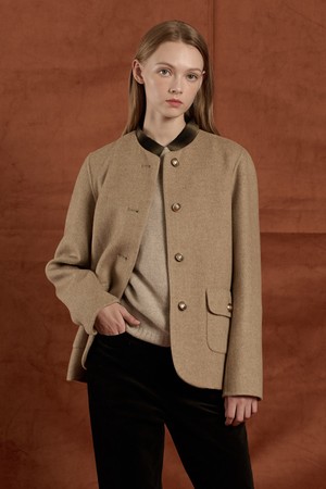 [25WT] 라운드넥 핸드메이드 자켓 - M BEIGE B5W9J10972