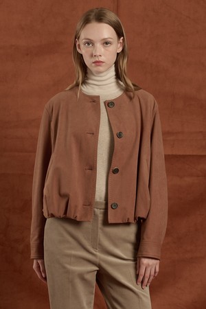 [25WT] FAUX 스웨이드 라운드넥 자켓 - BRICK B5W9J11127