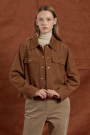 [25WT] FAUX 스웨이드 투포켓 카라 자켓 - CAMEL B5W9J12080