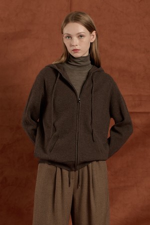 [25WT] 울 니트 후드집업 - BROWN B5W9K10174